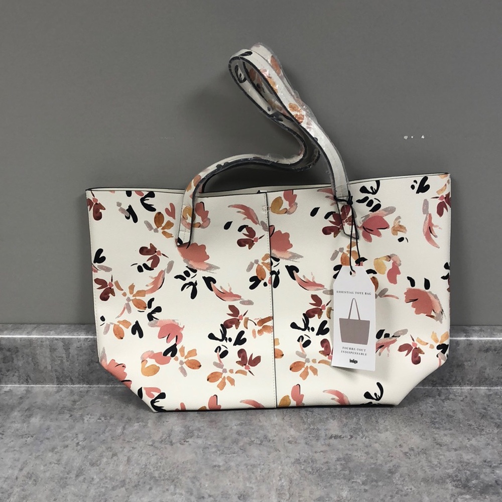 Indigo Floral Cream Tote Bag